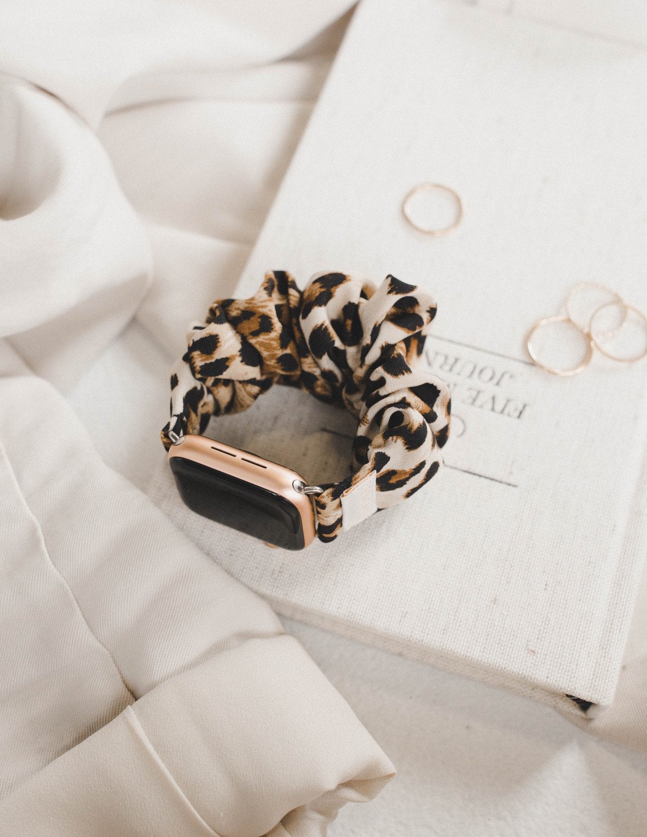 leopard scrunchie apple watch band