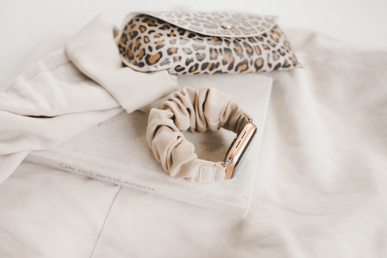 beige scrunchie apple watch band