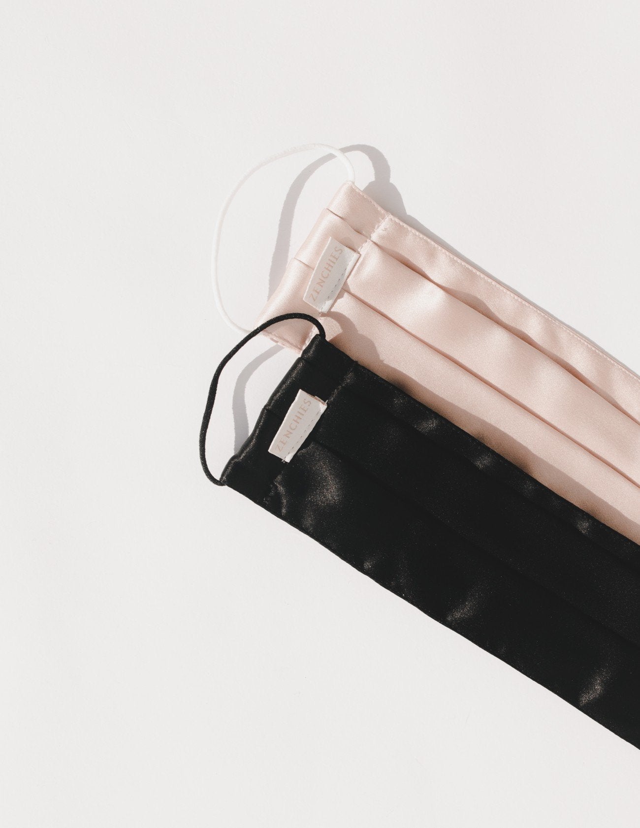 baby pink and black silk face masks