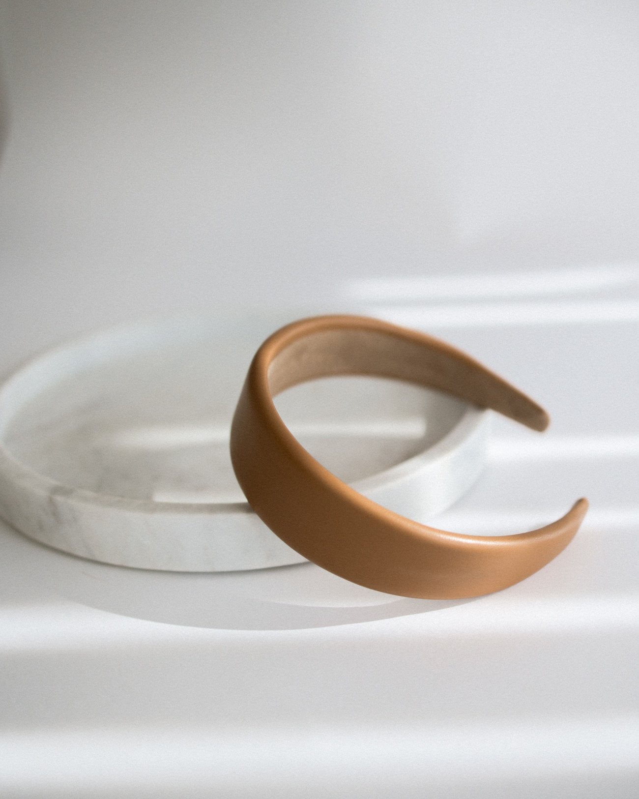 Faux Leather Headband Camel