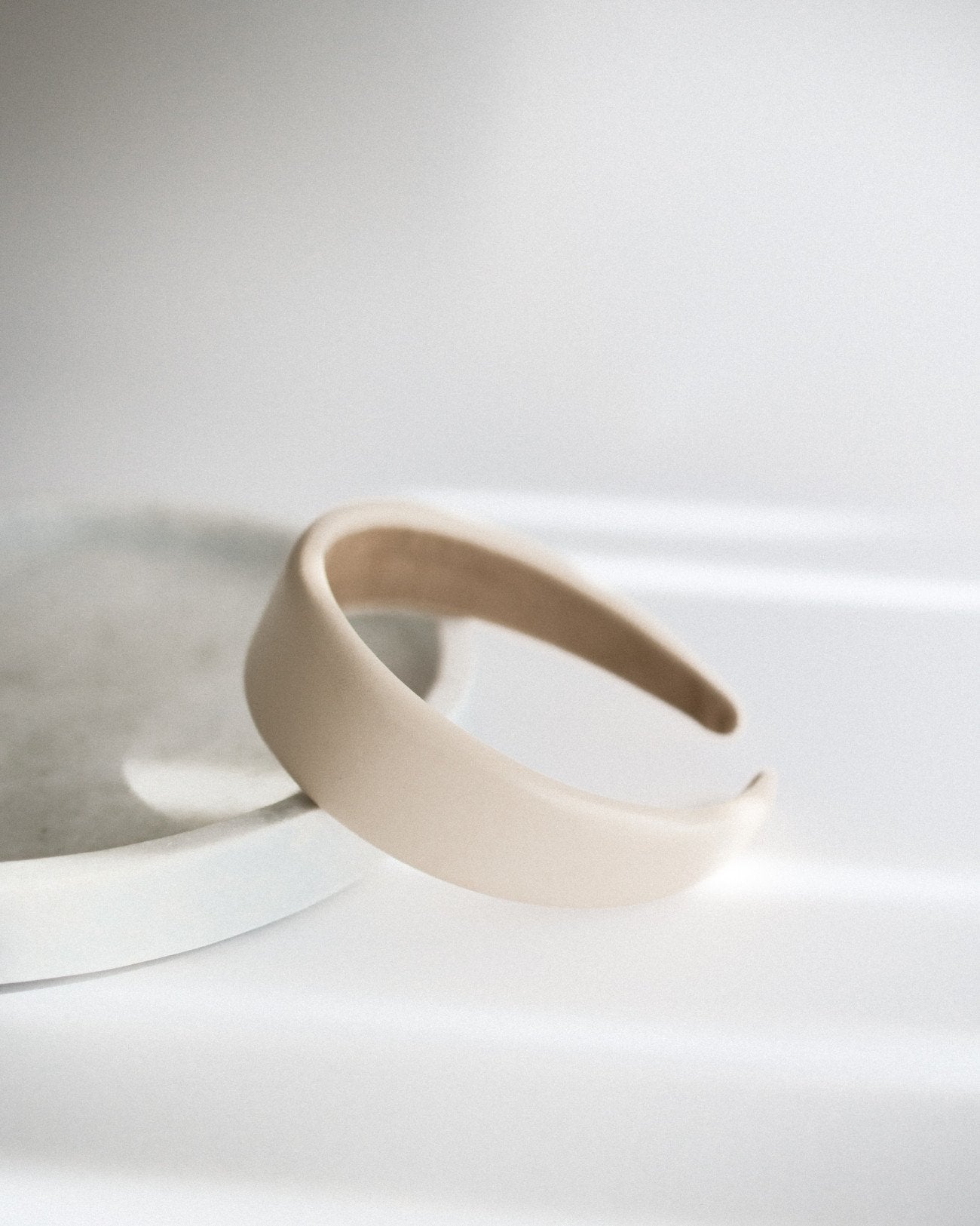 Faux Leather Headband Beige