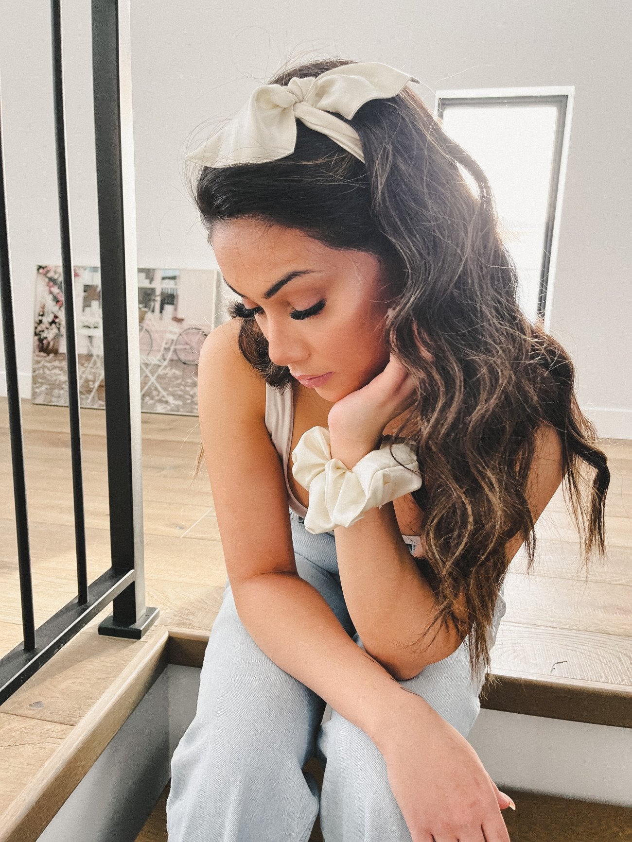 Ivory Silk Zenchie & Scarf Set