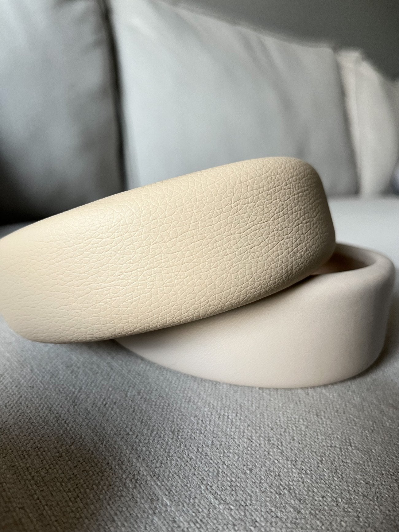 Faux Leather Headband Beige