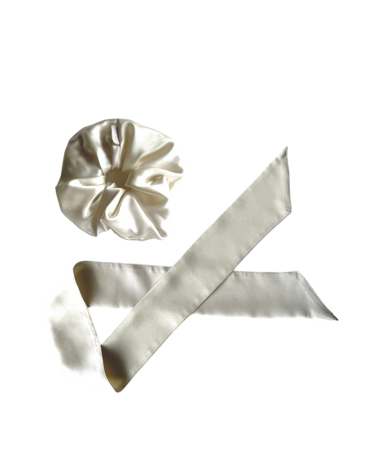 Ivory Silk Zenchie & Scarf Set