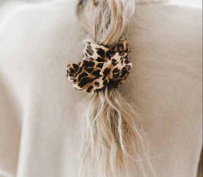 braid with leopard scrunchie