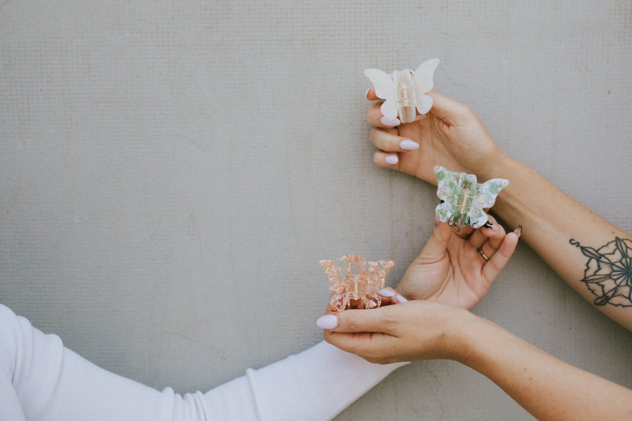 Jade Butterfly Claw Clip