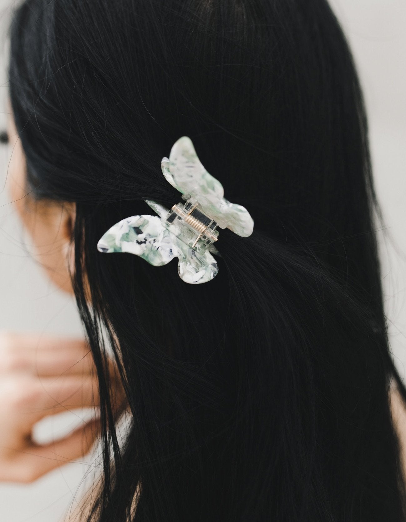 Jade Butterfly Claw Clip